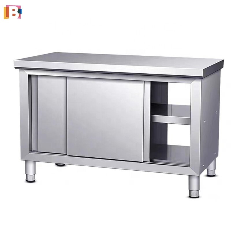Stainless Steel Workbench Manufacturer - Adjustable Height Sliding Door Table