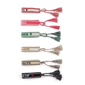 Embroidery Woven Bracelet Factory - OEM Custom Letters Jewelry Women Gift Personalized Name Adjustable Tassel Friendship