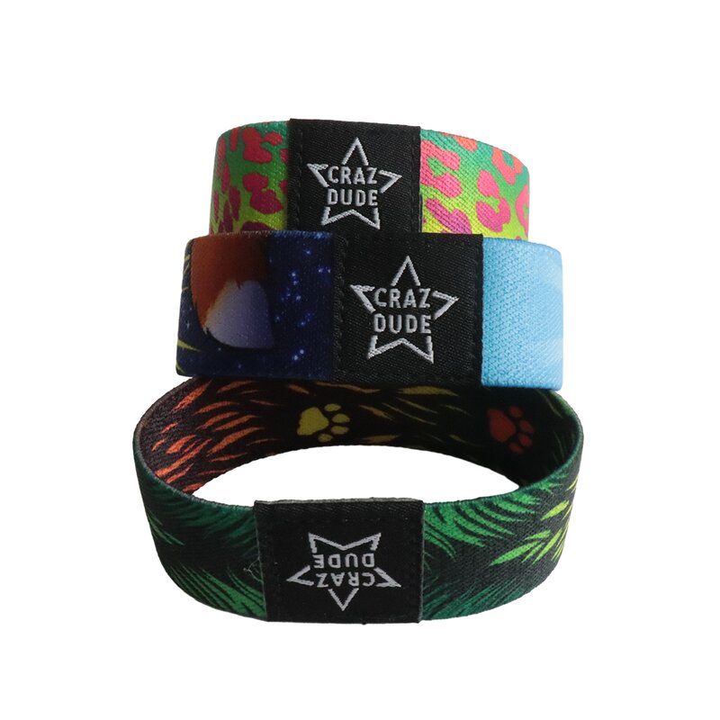Elastic Fabric Bracelet Factory - OEM Custom Full Color Printing Polyester Event Poly-Elastic Wristbands
