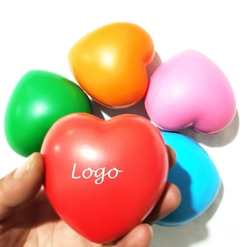 Stress Ball Factory - OEM Wholesale 6.3cm Logo Printed Squeeze Toys Pu Material Love Stress Ball