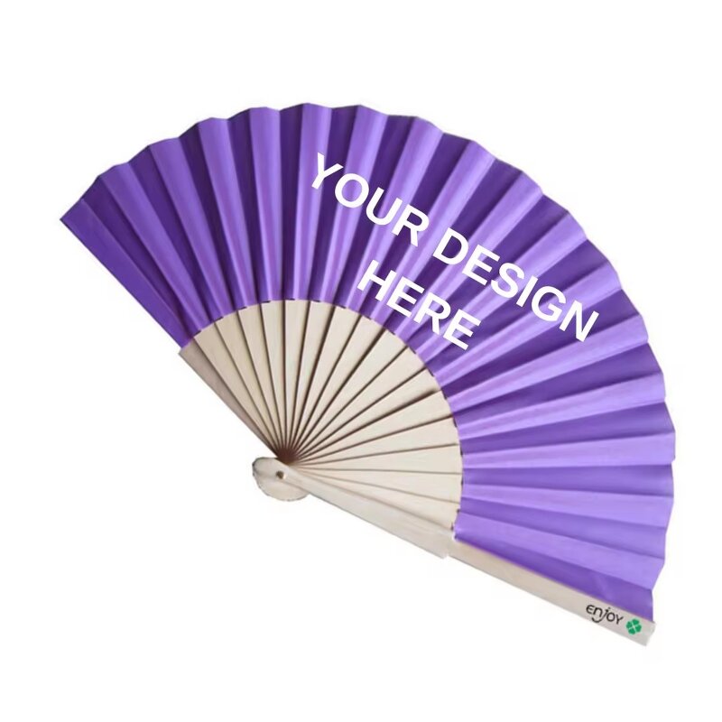Folding Hand Fan Factory - OEM 2024 Wholesale High Quality Custom Printed Logo Promotional Paper Fabric