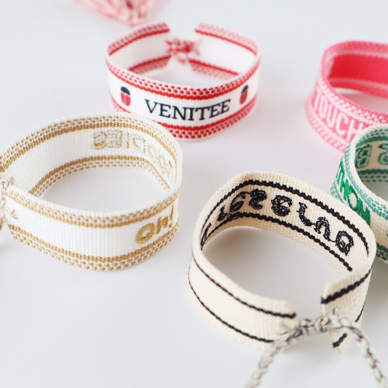 Embroidery Woven Bracelet Factory - OEM Custom Letters Jewelry Women Gift Personalized Name Adjustable Tassel Friendship