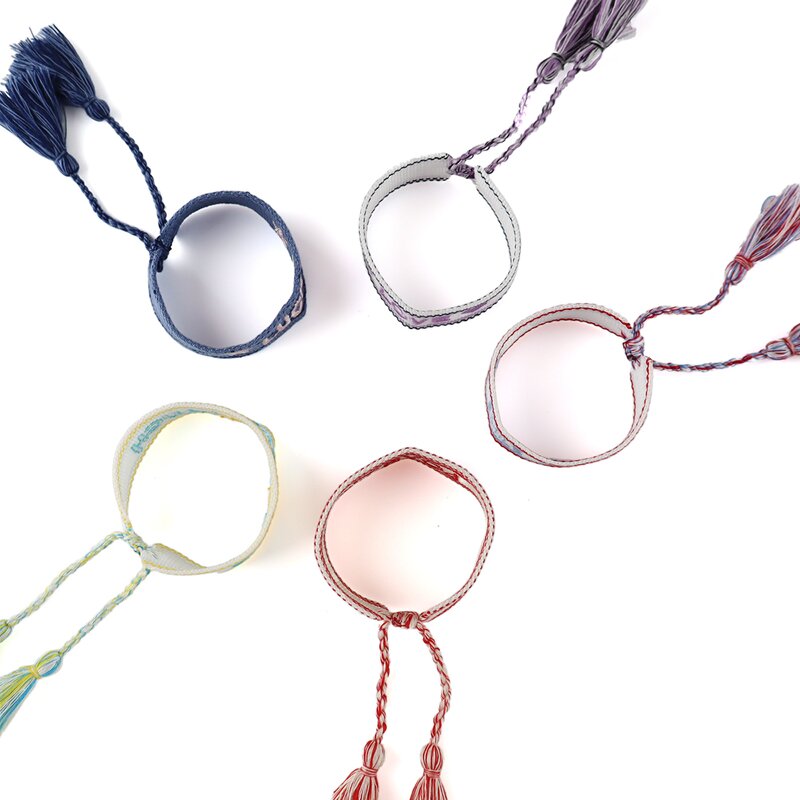 Braided Bracelets Factory - OEM High Quality Custom Name Bride Knitted Word Adjustable Woven Embroidery Tassel