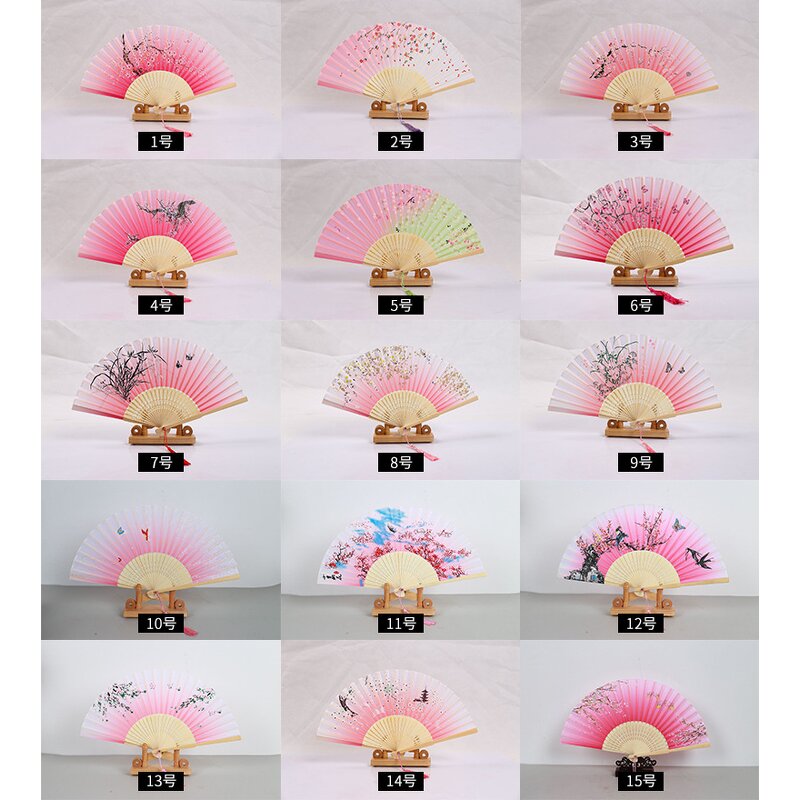 Folding Fan Factory - OEM Eco Friendly Wedding Gifts Hand Silk Fans Custom Printed Folding Carved