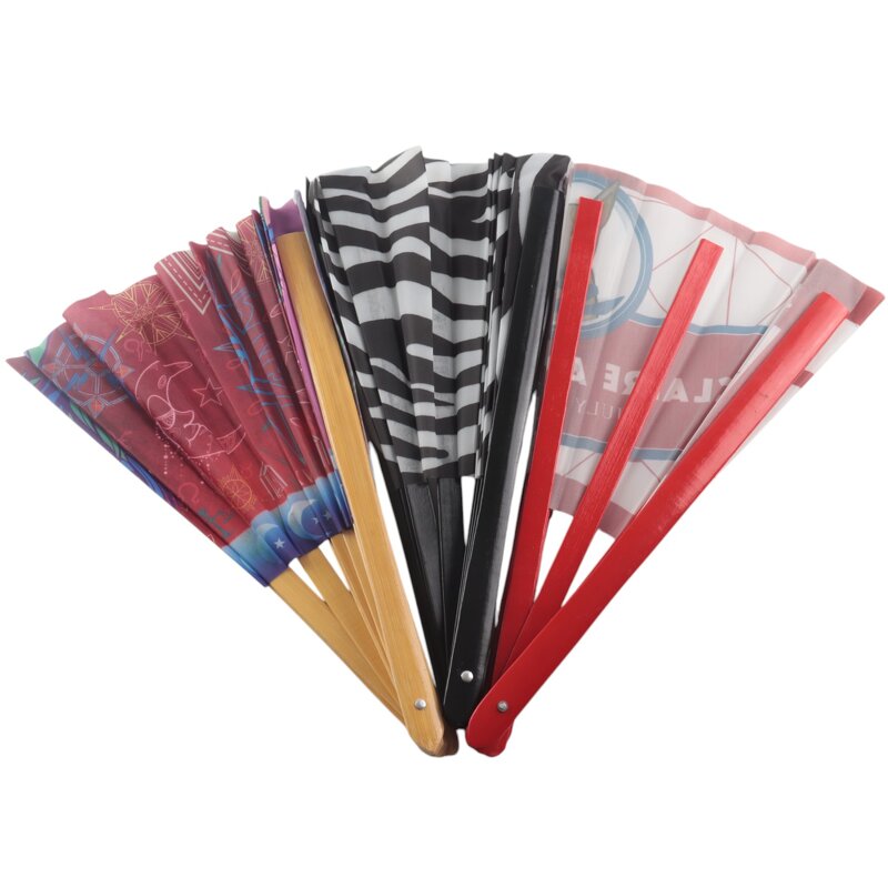 Folding Hand Fan Factory - OEM Custom 33cm 13 Inch Big Size UV Glow Rave Bamboo Decorate