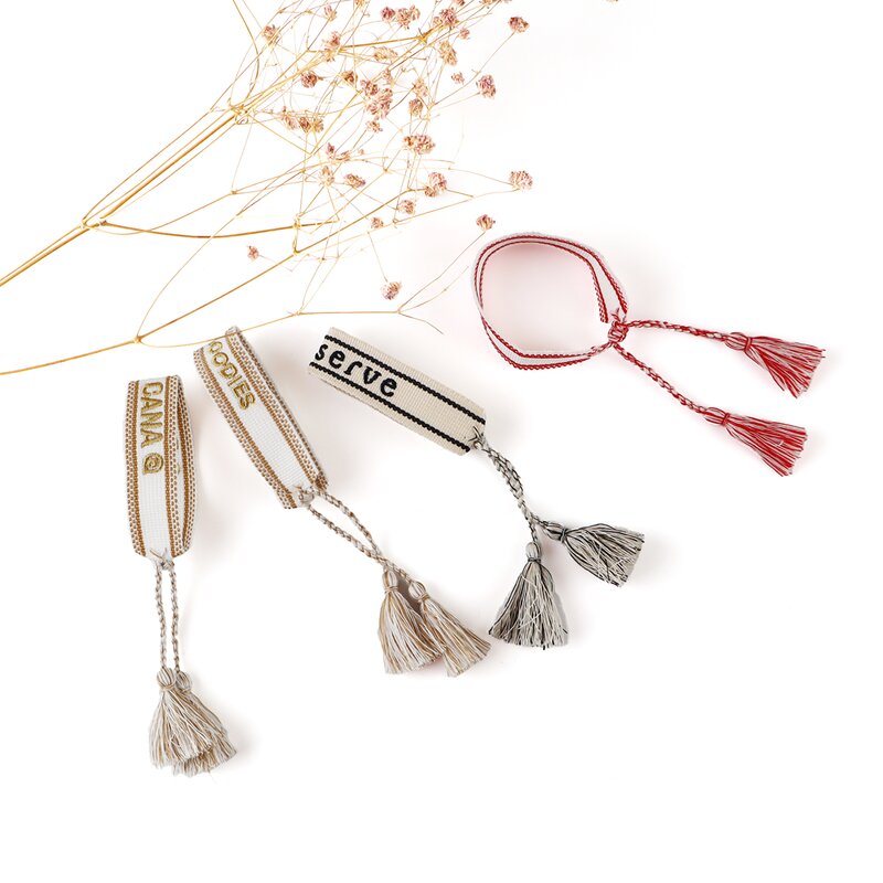 Embroidery Woven Bracelet Factory - OEM Custom Letters Jewelry Women Gift Personalized Name Adjustable Tassel Friendship