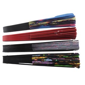 Folding Hand Fan Factory - OEM Custom 33cm 13 Inch Big Size UV Glow Rave Bamboo Decorate