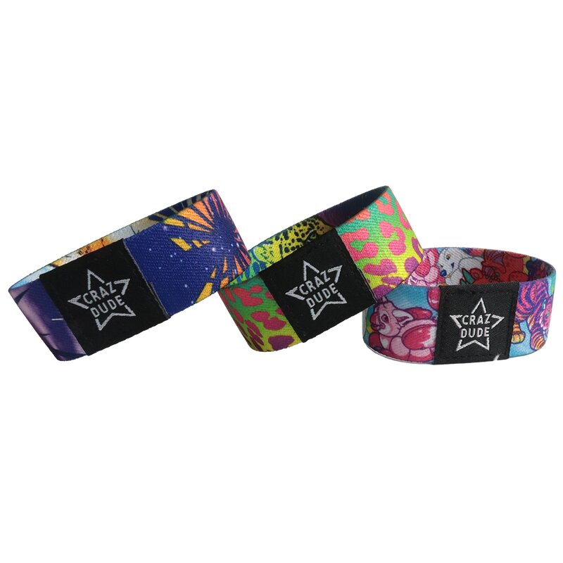 Elastic Fabric Bracelet Factory - OEM Custom Full Color Printing Polyester Event Poly-Elastic Wristbands