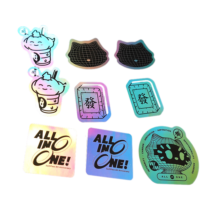 Lenticular Sticker Factory - OEM Custom Print Logo Die Cut Vinyl Packaging Labels Set Pack 100 Pcs