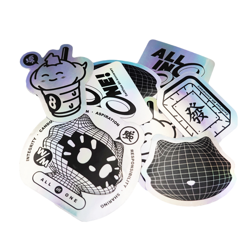 Lenticular Sticker Factory - OEM Custom Print Logo Die Cut Vinyl Packaging Labels Set Pack 100 Pcs