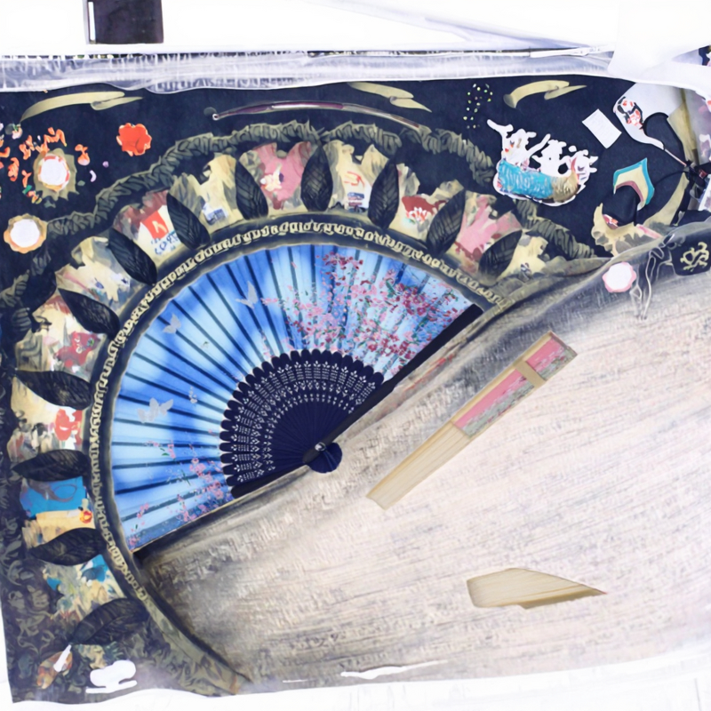 Bamboo Hand Fan Factory - OEM Custom Blue Butterfly Cherry Pattern Eco-Friendly DIY