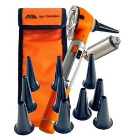 Professional Medical Devices Fiber Optic Mini Otoscope Orange Color Pocket Otoscope with Pouch Case