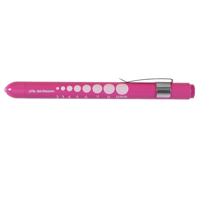 Pink Color Medical Pen Light with Pupil Gauge Diagnostic Doctor Instrument for Eye Throat and Clinical Exams Penlight Tool