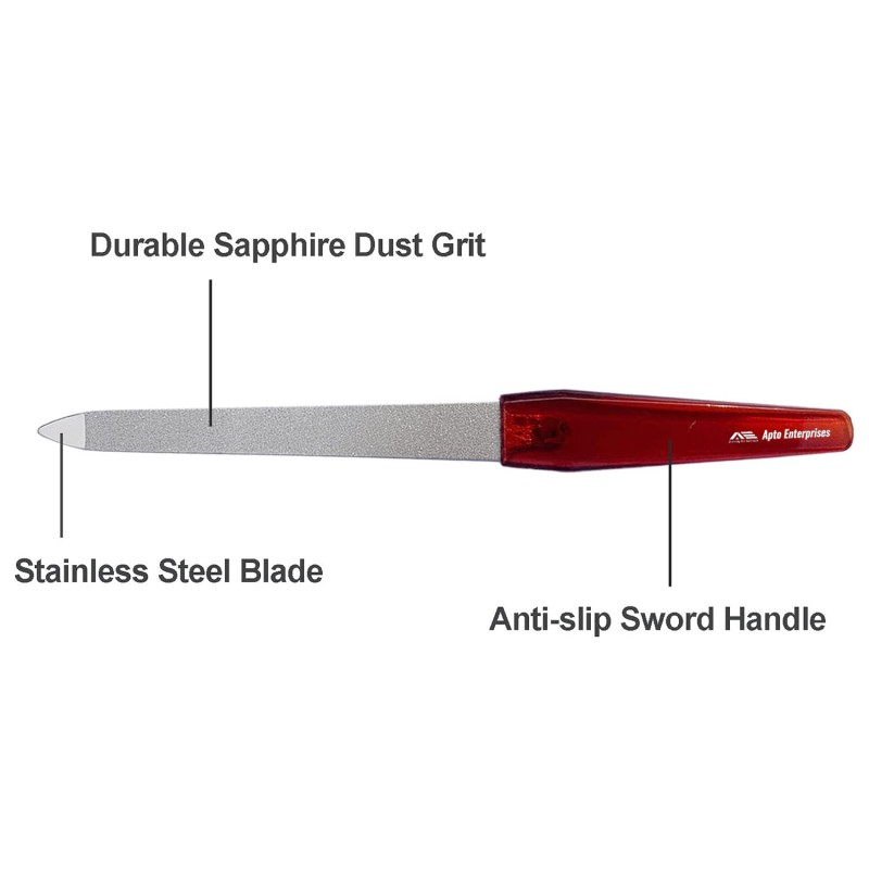 6 Pcs Premium Stainless Steel Nail File Set High Metal Sharp Pointed Tip Non-Slip Handle Double-Fold Natural Nail Care Hair Home