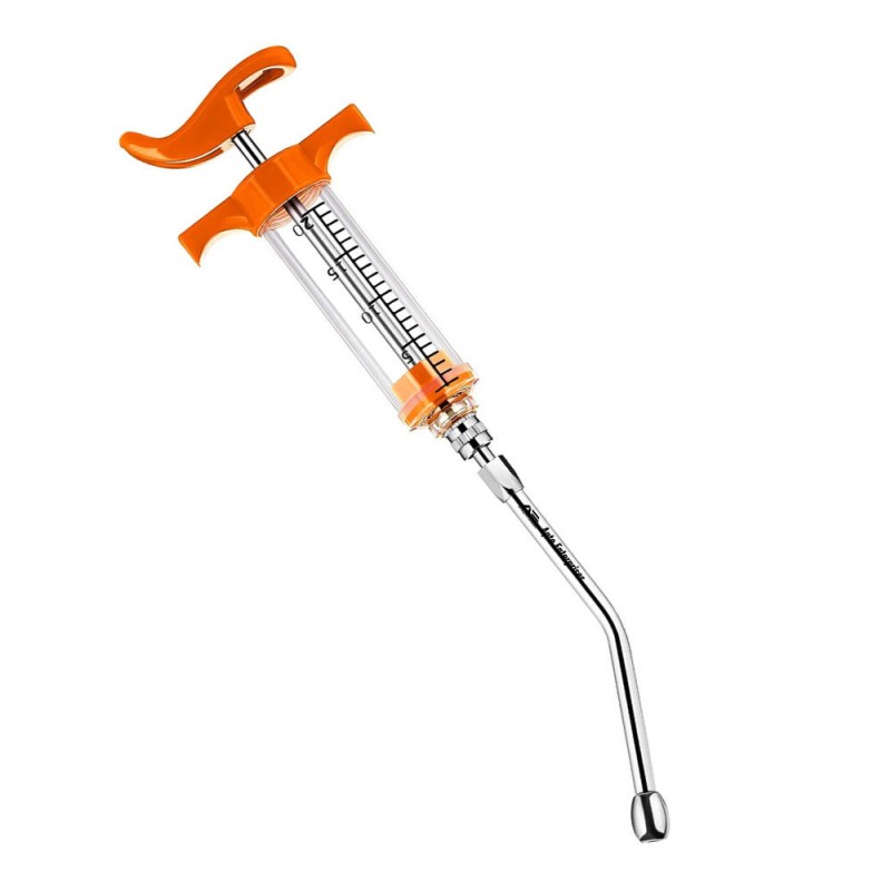 Veterinary Drencher Dose Syringe for Horses Reusable Livestock Drenching Instrument with Stainless Steel Nozzle