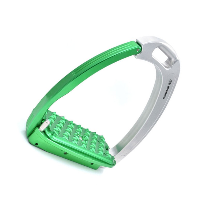 Tech Stirrups Safety Venice Sloped 12 X 6.5cm Durable Green and White Horse Riding Stirrups Premium Lightweight Equestrian