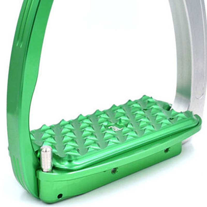 Tech Stirrups Safety Venice Sloped 12 X 6.5cm Durable Green and White Horse Riding Stirrups Premium Lightweight Equestrian