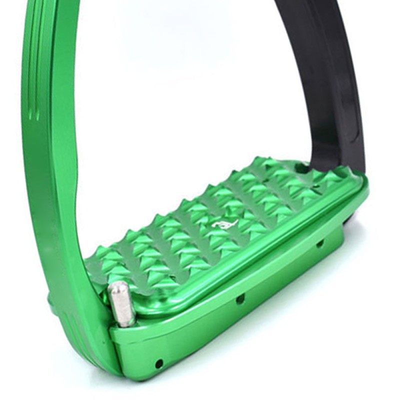 Tech Stirrups Safety Venice Sloped 12 X 6.5cm Lightweight Green and Black Riding Stirrups High-Quality Equestrian Equipment
