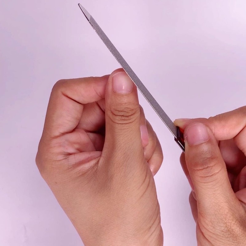 6 Pcs Premium Stainless Steel Nail File Set High Metal Sharp Pointed Tip Non-Slip Handle Double-Fold Natural Nail Care Hair Home