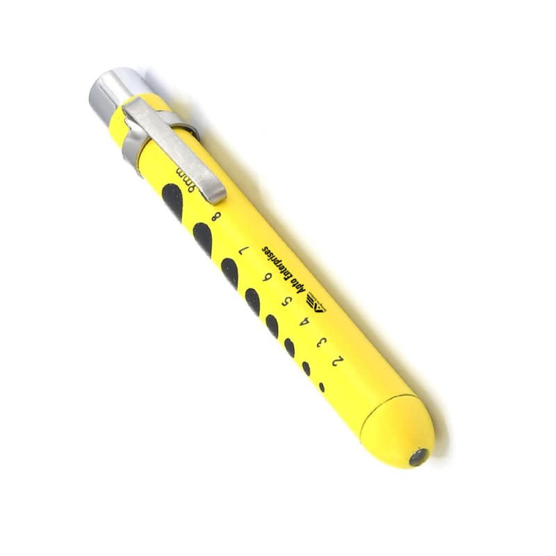 Best Quality Yellow Medical Penlight for Doctors and Nurses Professional LED Pen Light with Pupil Gauge Bright Light