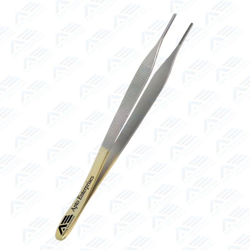 12cm Adson Tissue Forceps Half Gold German Steel TC High Grade Adson Dissecting and Tissue Forceps By Apto Enterprises