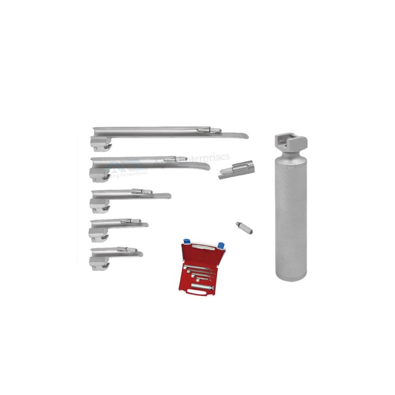 Anesthesia LED Light Conventional Laryngoscope 4 Blades Set With 1 Handles 4 Macintosh 4 Miller Blades Sets