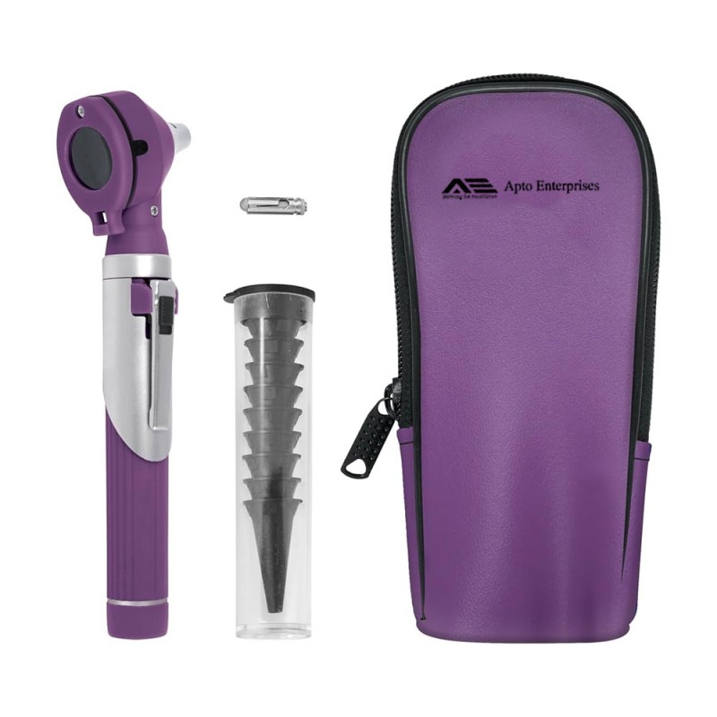 LED Fiber Optic Direct Portable Medical Otoscope With Steel Grip ENT Ear Care Diagnostic Mini Otoscope Set