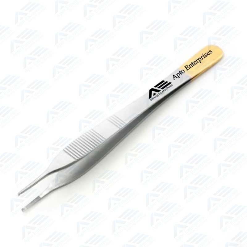 12cm Adson Tissue Forceps Half Gold German Steel TC High Grade Adson Dissecting and Tissue Forceps By Apto Enterprises