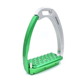 Tech Stirrups Safety Venice Sloped 12 X 6.5cm Durable Green and White Horse Riding Stirrups Premium Lightweight Equestrian