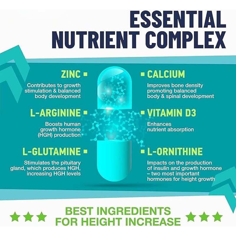 Growth Capsules Factory - Height Maximizer with Calcium GABA Zinc for All Ages