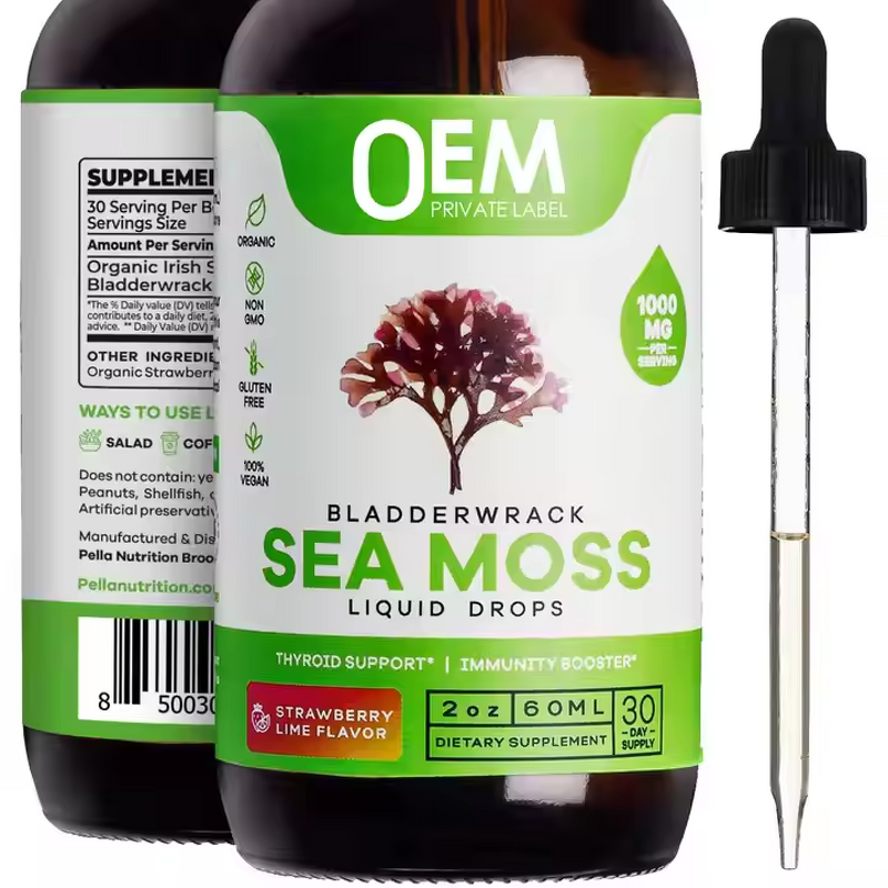 Sea Moss Liquid Drops Factory - OEM Organic 1000mg Weight Detox Cleanse