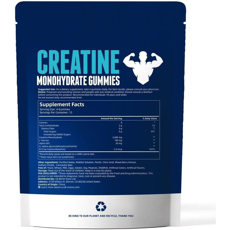 Creatine Gummies Supplier - OEM 5g Monohydrate Sugar Free for Muscle Growth