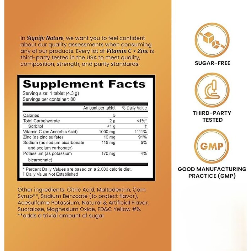 Vitamin C Tablets Manufacturer - 1000mg Effervescent with Zinc for Skin Whitening