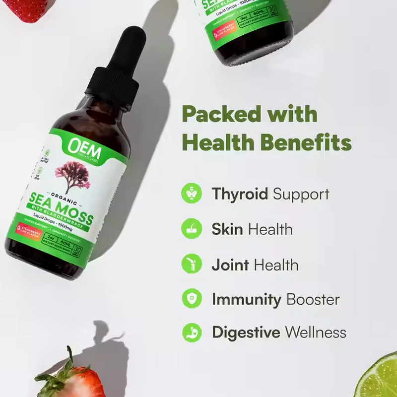Sea Moss Liquid Drops Factory - OEM Organic 1000mg Weight Detox Cleanse