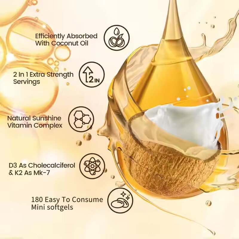 Vitamin D3 with K2 Softgel Manufacturer - OEM 2 in 1 for Joint Teeth Bone Support