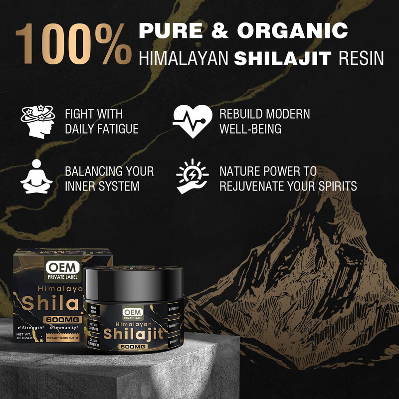 Shilajit Resin Supplier - OEM 60% Fulvic Acid Himalayan for Stamina & Muscle
