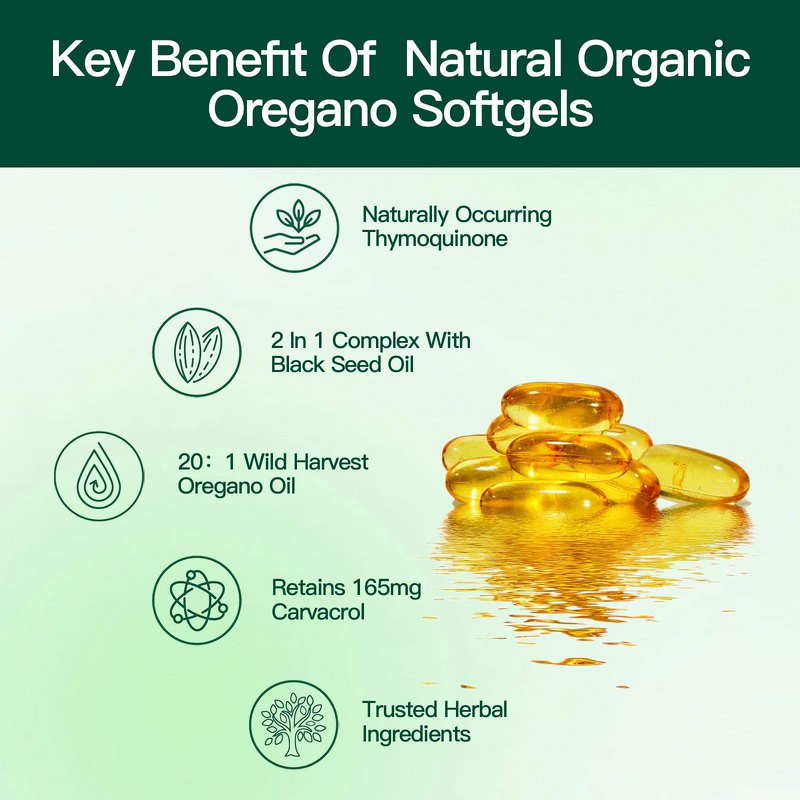 Oregano Oil Capsules Factory - Private Label with Black Seed Oil Softgel Extract