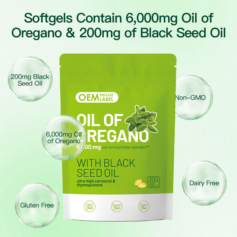 Oregano Oil Capsules Factory - Private Label with Black Seed Oil Softgel Extract