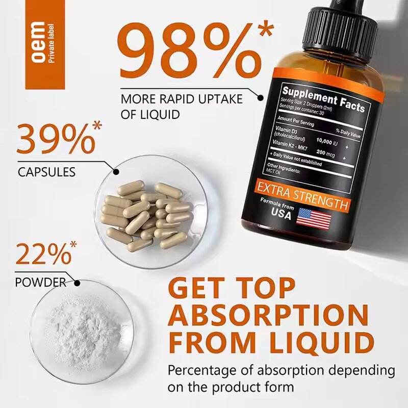 Vitamin K2 D3 Drops Supplier - OEM Vegan Immune Support Sublingual Liquid