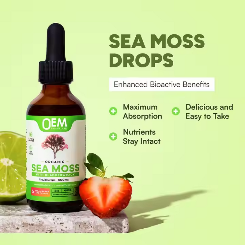 Sea Moss Liquid Drops Factory - OEM Organic 1000mg Weight Detox Cleanse
