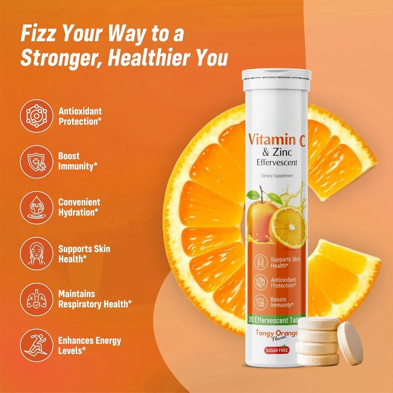 Vitamin C Tablets Manufacturer - 1000mg Effervescent with Zinc for Skin Whitening