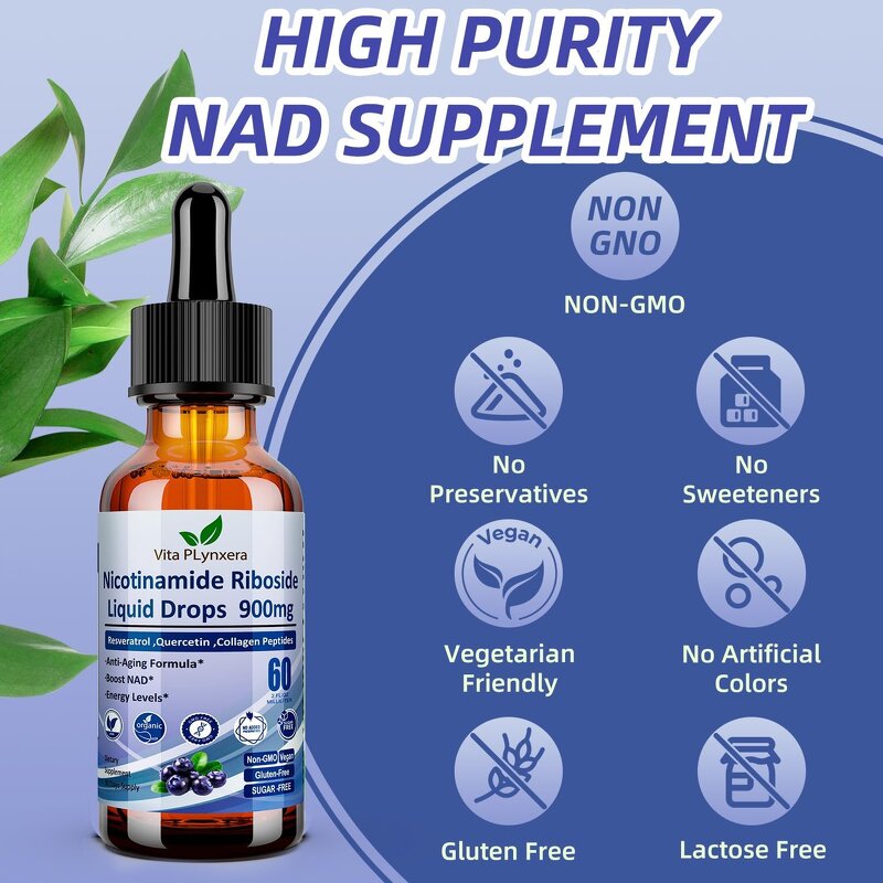 NAD Nicotinamide Drops Manufacturer - with Resveratrol Quercetin for Anti-Aging Brain