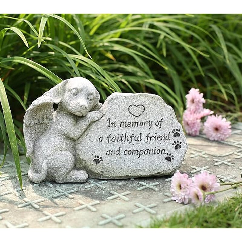 Dog Memorial Statue Factory - Sleeping Angel Figurine Grave Marker Outdoor