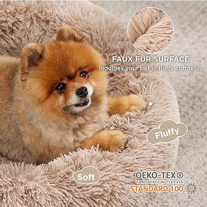 Dog Bed Supplier - Donut Washable Anti-Slip Round Fluffy Plush for Pets