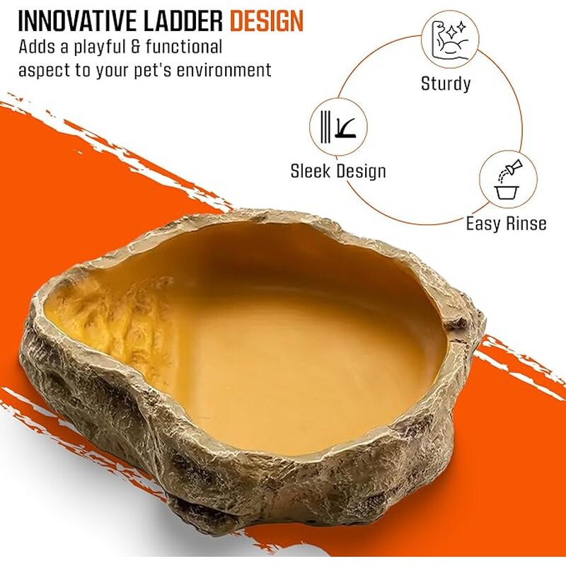 Reptile Dish Manufacturer - Resin Rock Feeder Bowl Water Food Dish Terrarium Decor