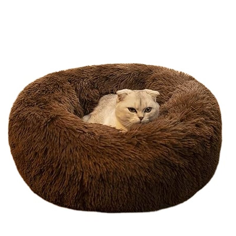 Dog Bed Supplier - Donut Washable Anti-Slip Round Fluffy Plush for Pets