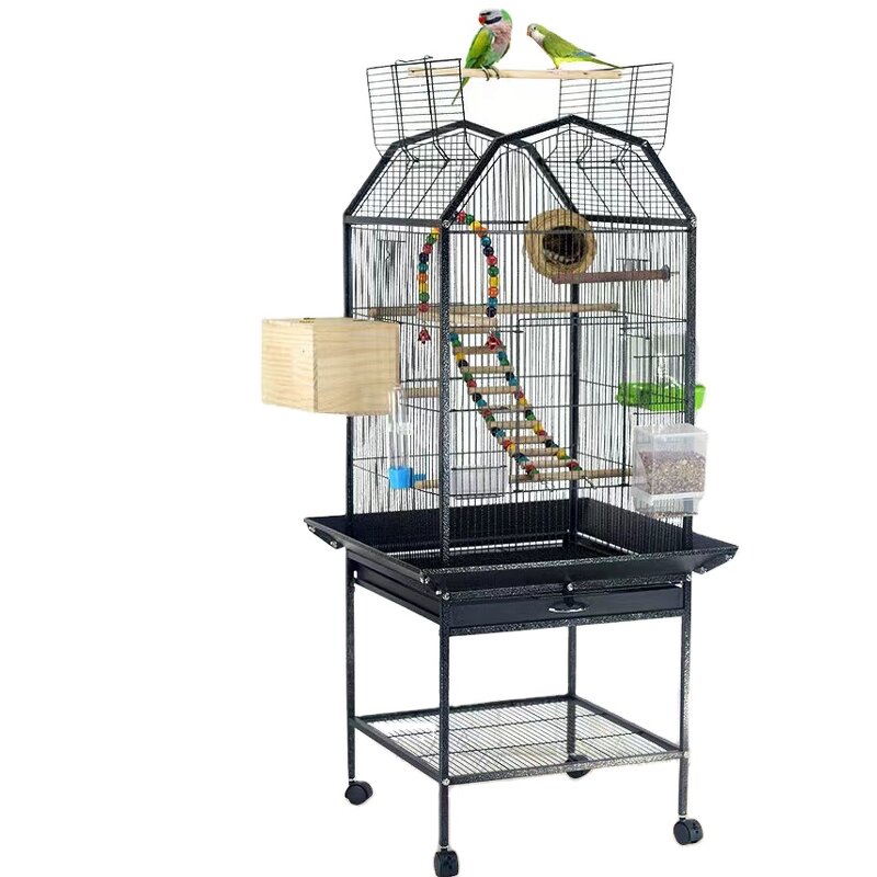 Parrot Cage Manufacturer - Metal Rolling Stand Cage for Cockatiels Conures