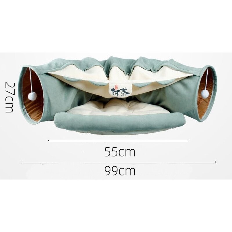Cat Tunnel Bed Manufacturer - 2 in 1 Tube with Cushion Plush Ball Toy