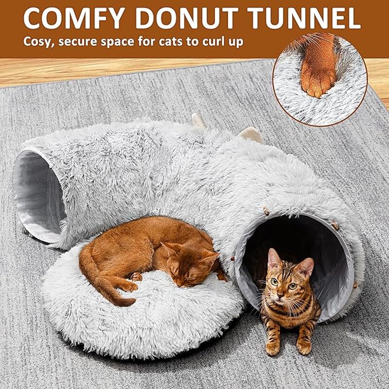 Cat Tunnel Manufacturer - Large Collapsible Plush Tube with Mat & Balls