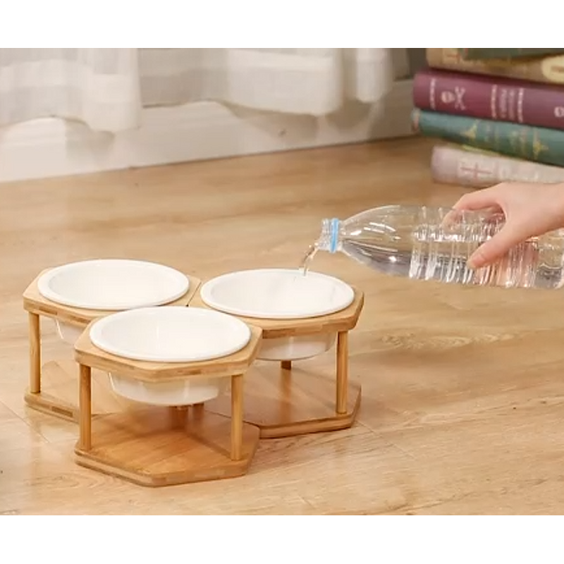 Elevated Cat Bowl Supplier - Set of 3 Single Raised Stainless Steel Dish Stand